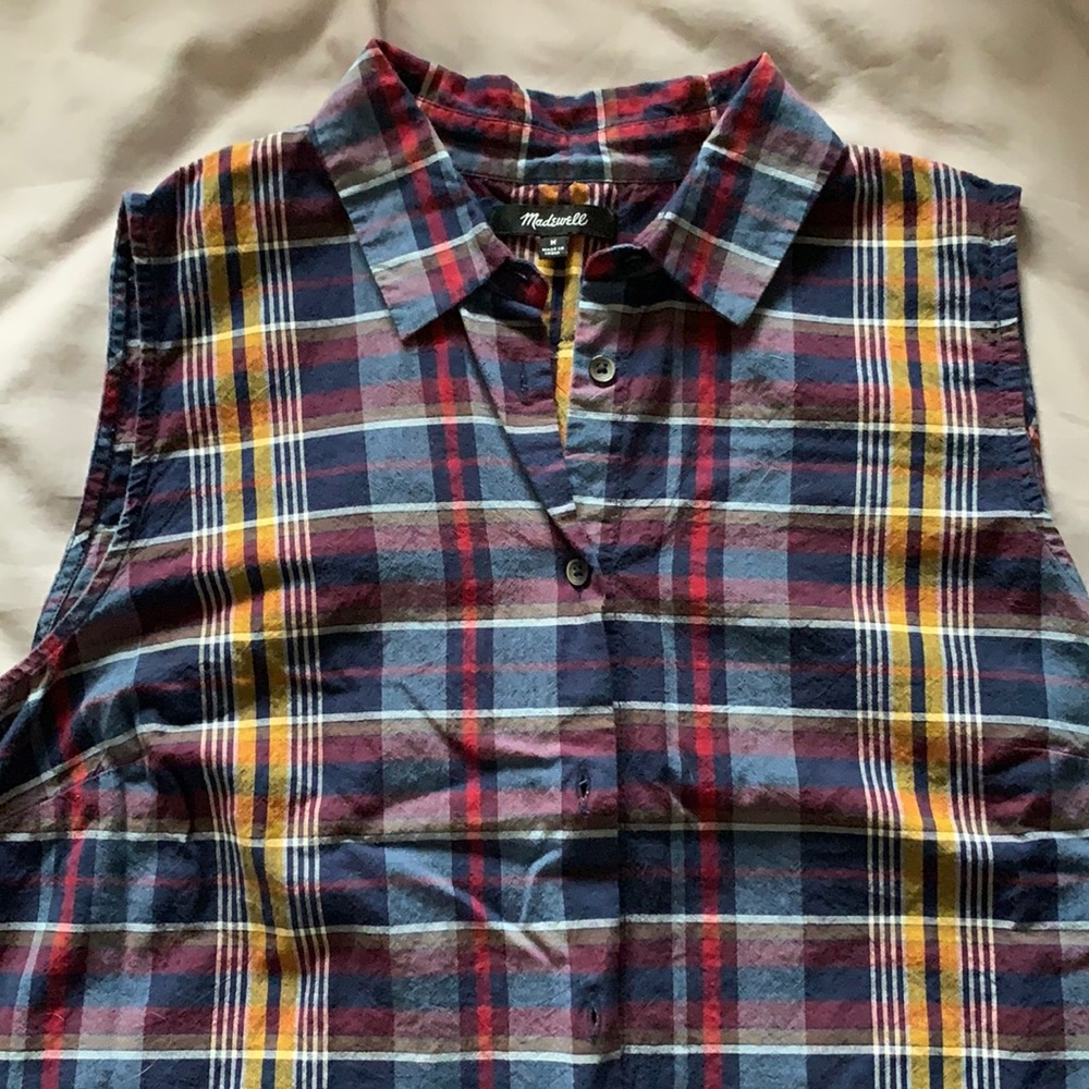 Plaid Button-Down Top